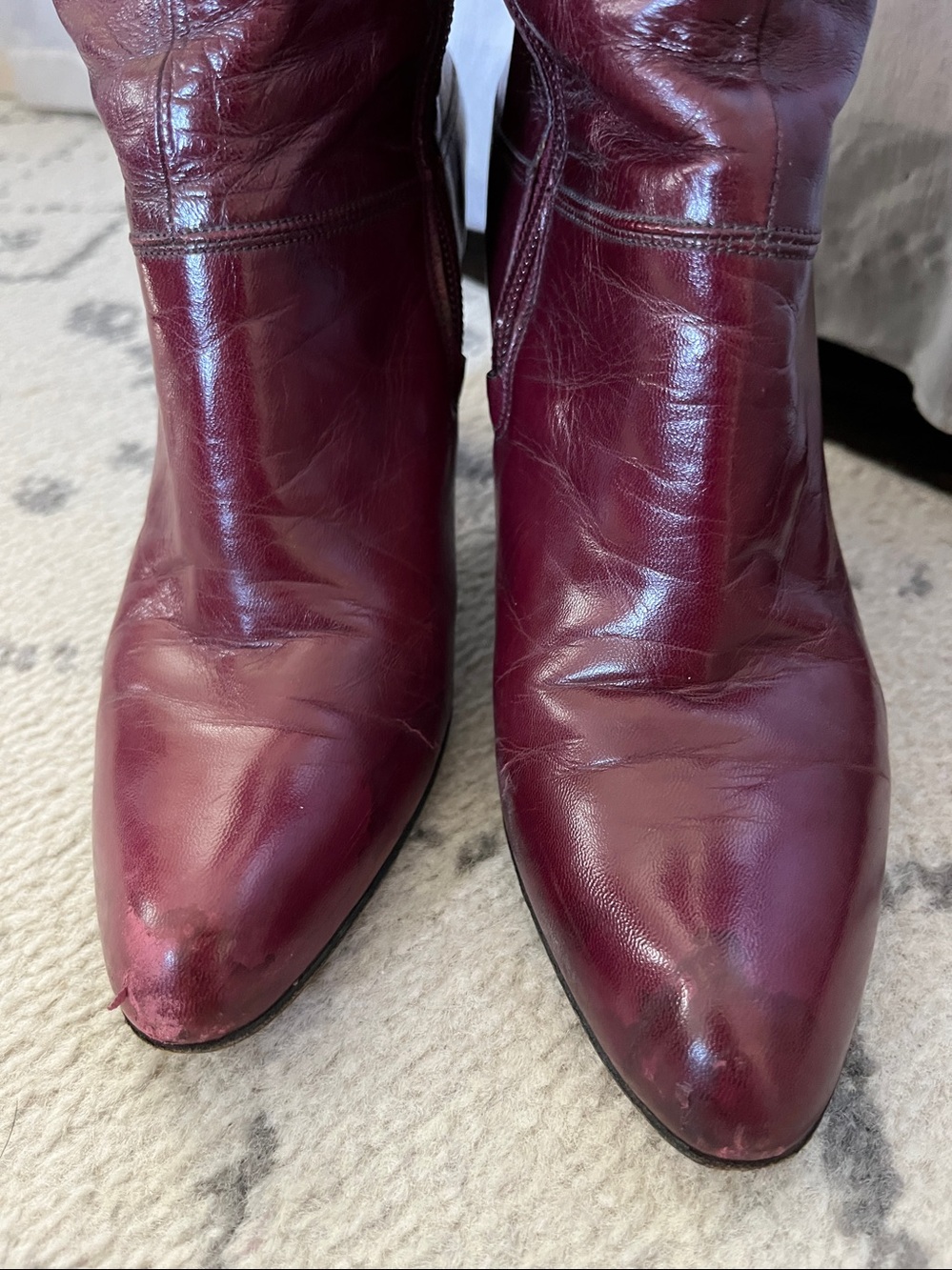 Charles Jourdan oxblood red leather knee high boots size 6 - Picture 4 of 7